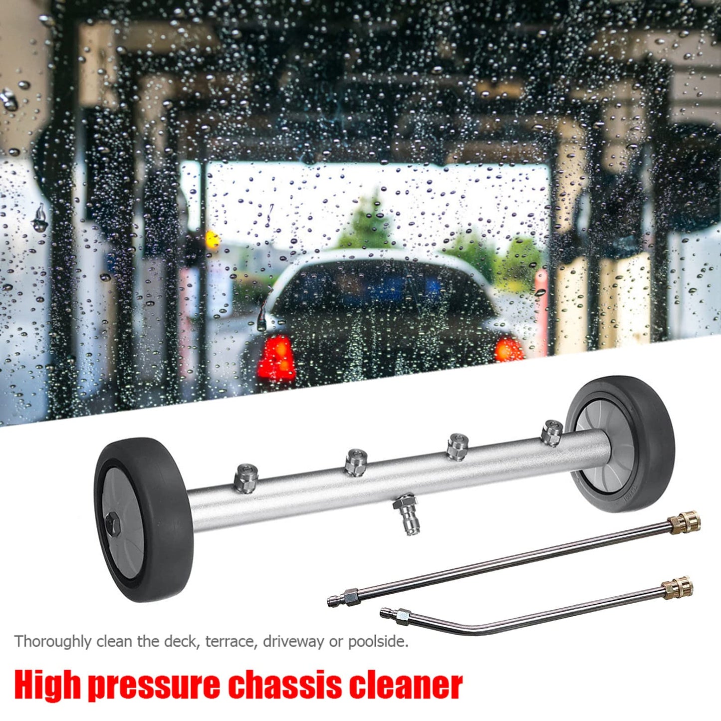 TRELVEX Dual-Purpose Undercarriage Pressure Washer Cleaner,Surface Cleaner Attachment Pressure Washer Undercarriage 16 Inch,Underbody Car Wash Water Broom with 2 Pieces ExWand,5000 PSI