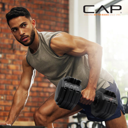 CAP Barbell 55 lb Pair of Adjustable Dumbbells with Full Rotation Chrome Handle