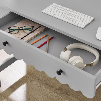 Modway Emmeline Scallop Desk in Light Gray