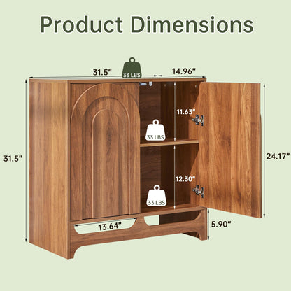 Bifins Modern Buffet Cabinet with Storage, 94.5" W Fluted Arched Sideboard Cabinet with Adjustable Shelves & Doors, Wooden Coffee Bar Storage Station for Dining Room, Kitchen, Living Room, Entryway