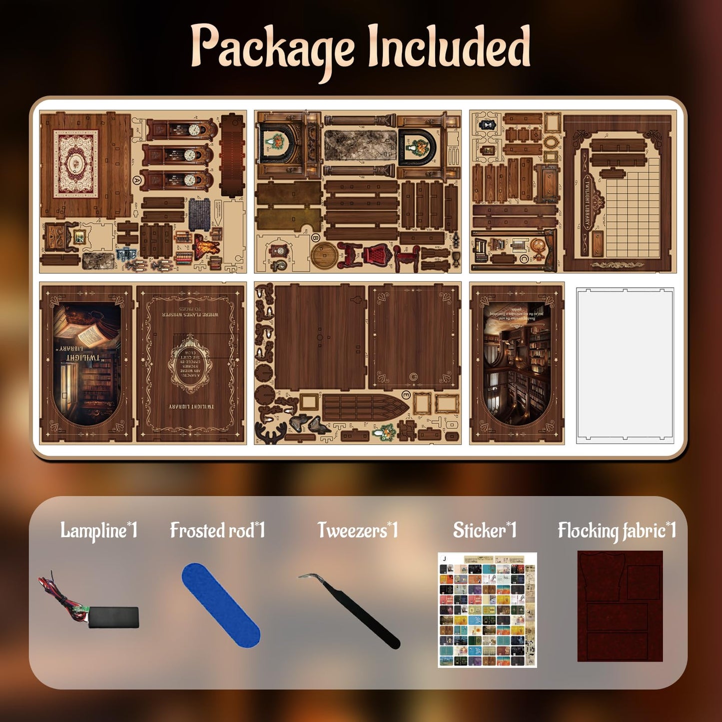 KERNOWO Book Nook Kit, DIY 3D Wooden Puzzles for Adults, Teens and Beginners, Miniature Tiny House Kit for Bookshelf Decor, Bookish Gift for Family, Friends, Book Lovers (Library)