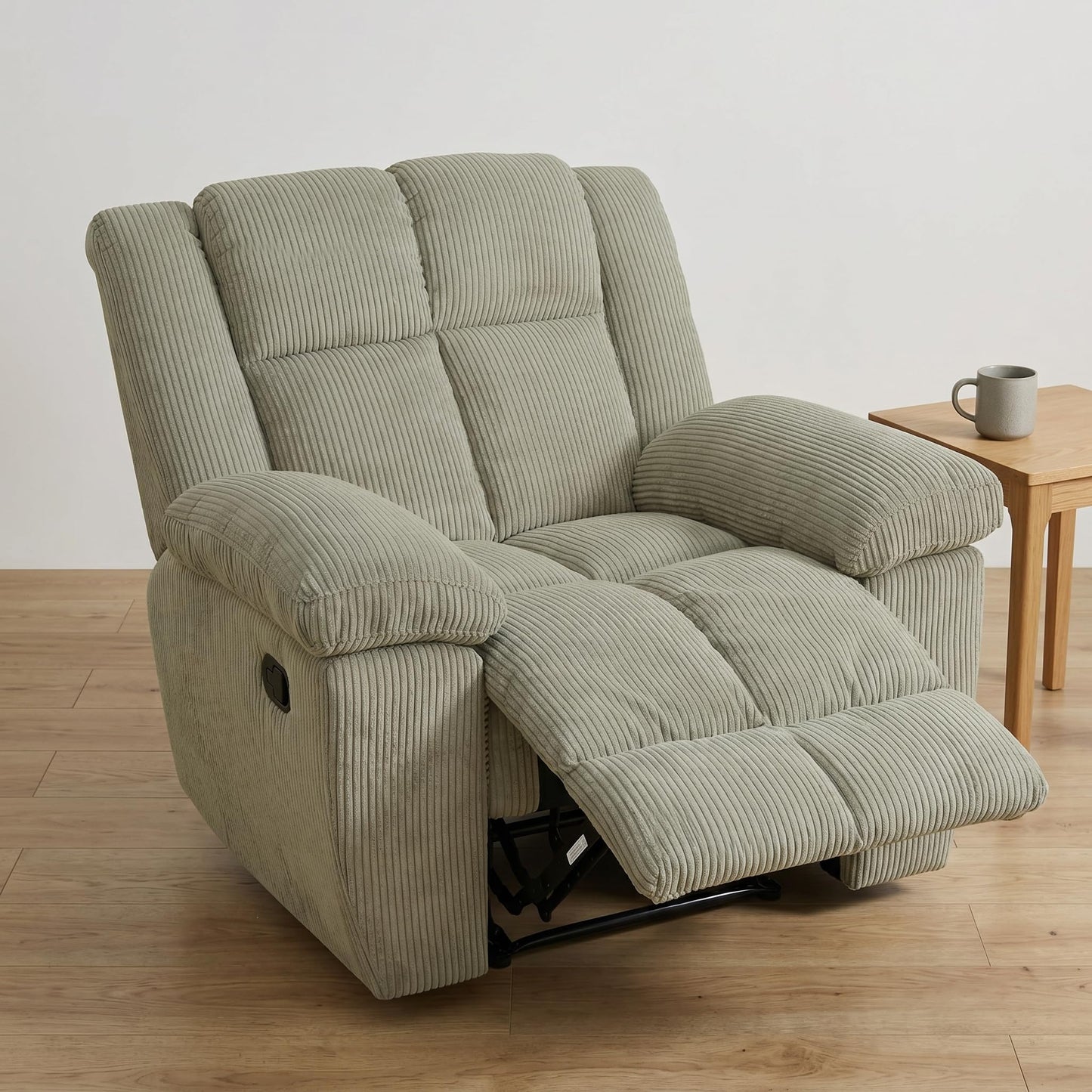Trygoal Manual Recliner Chair, Nursery Rocking Chair, Linen Recliner Chair for Adults, Lazy Boy, Gaming Recliner wih Overstuffed Arms, Suitable for Home Theater, Living Room, Bedroom, Off-White