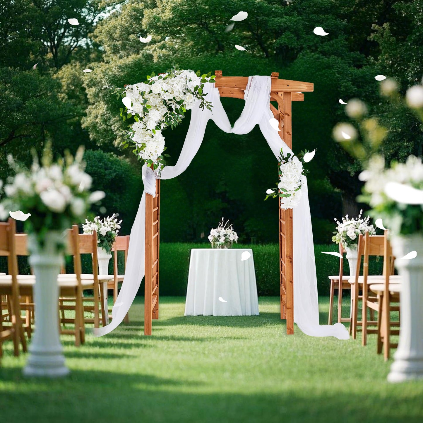 ScienGarden Solid Fir Wooden Garden Arch Premium Outdoor Trellis for Climbing Plants, 83.12”H×59”W×29.75’’D, Also can be Used for Wedding and Party Decoration