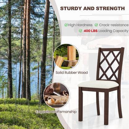 NAFORT Wooden Dining Chairs Set of 6, High Back Kitchen Chairs, Vintage Dining Room Chairs with Cushioned Seat, Solid Rubber Wood Legs, Max Load 400 Lbs, for Kitchen, Dining Room, Cafe, Restaurant