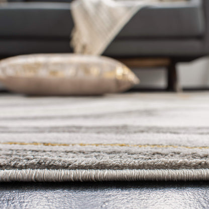 SAFAVIEH Craft Collection Area Rug - 11' Square, Grey & Gold, Modern Abstract Design, Non-Shedding & Easy Care, Ideal for High Traffic Areas in Living Room, Bedroom (CFT819F)