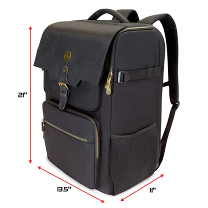 ENHANCE DnD Backpack - RPG DM Bag for Dungeons and Dragons - Travel DnD Bag Organizer fits 6-8 Books Upright, 18" Laptop/DM Screen Slot, Miniature Storage Foam Trays, Accessories Pockets, Map Strap