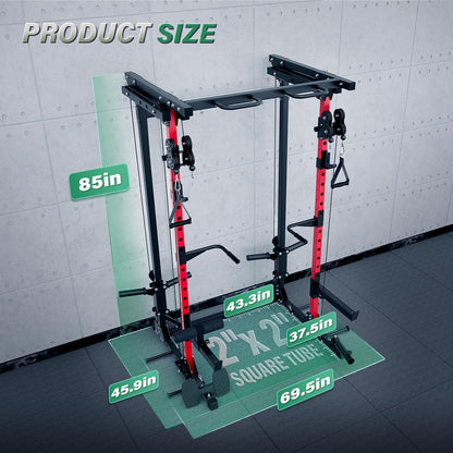 MAJOR FITNESS Drone3 Power Rack, 2500lbs Multi-Function Home Gym Squat Rack with Dual Pulley System, Pull-Up Bar & J-Hooks, Heavy-Duty Steel Frame for Maximum Stability & Strength Training