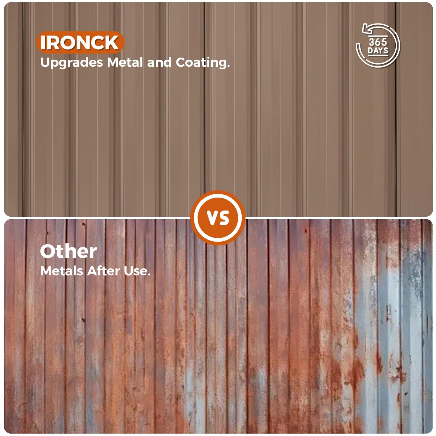 IRONCK 8x6FT Outdoor Storage Shed with Clear Window, Tool Shed with Breathable Vent and Lockable Doors, Metal Garden Storage for Poolside, Patio, Backyard, Brown
