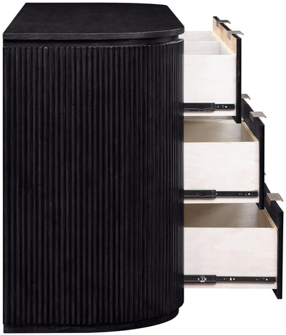 Meridian Furniture 818Black-D Astrid Collection Modern | Contemporary Dresser with Rich Black Finish, Mix of Solid Wood, MDF and Oak Veneer, Fluted Wood, 70" W x 20" D x 33" H, Black