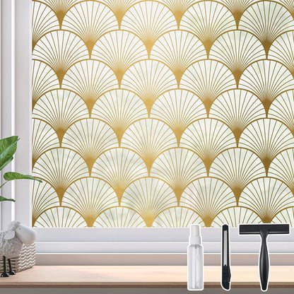 DKTIE Window Privacy Film, Frosted Glass Static Clings Non-Adhesive with Installation Tools, Modern Home Style