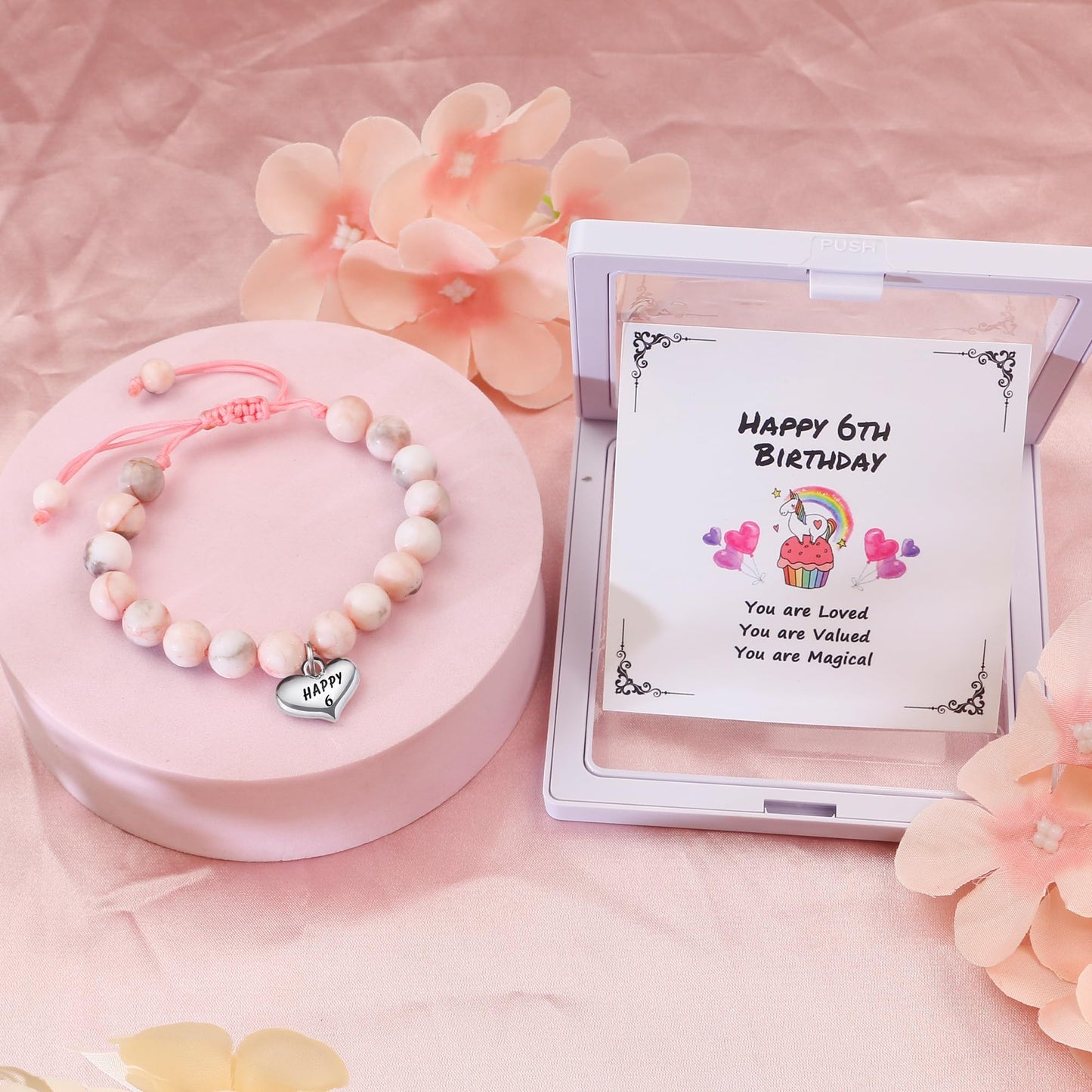 Sereney 6 Year Old Girl Birthday Gift, Adjustable Beaded 6th Bday Bracelets as 6th Birthday Gifts for 6 Year Old Girls, Six Year Old Girl Bday Gifts for Daughter Niece Granddaughter Girls