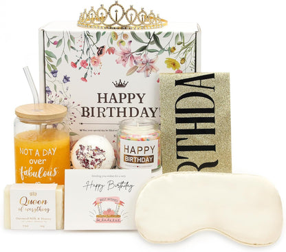 SimleLive 8pcs Set, Package Happy Birthday Gift Box for Women Spa Gifts for Birthday Unique, for Her, Mom, Grandma