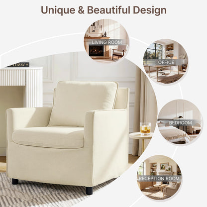 Upholstered Barrel Accent Chair, Modern Single Sofa with Washable Slipcover for Living Room, Bedroom,Reading Spaces,Office,Sand