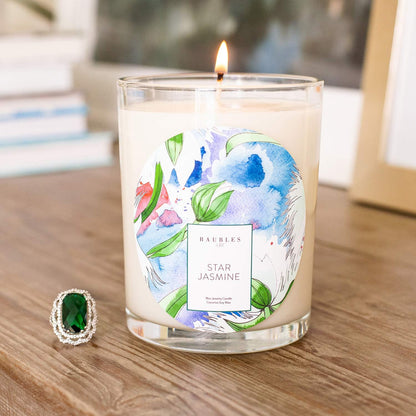 Baubles Star Jasmine Scented Premium Candle with Surprise Ring Inside | 18 oz Large Candle | Made in USA | Paraffin Free