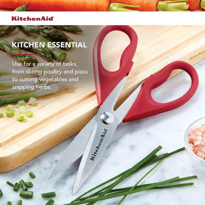 KitchenAid Kitchen Shears - Durable Stainless Steel Scissors with Soft Grip Handle | 8.72 Inch, Red