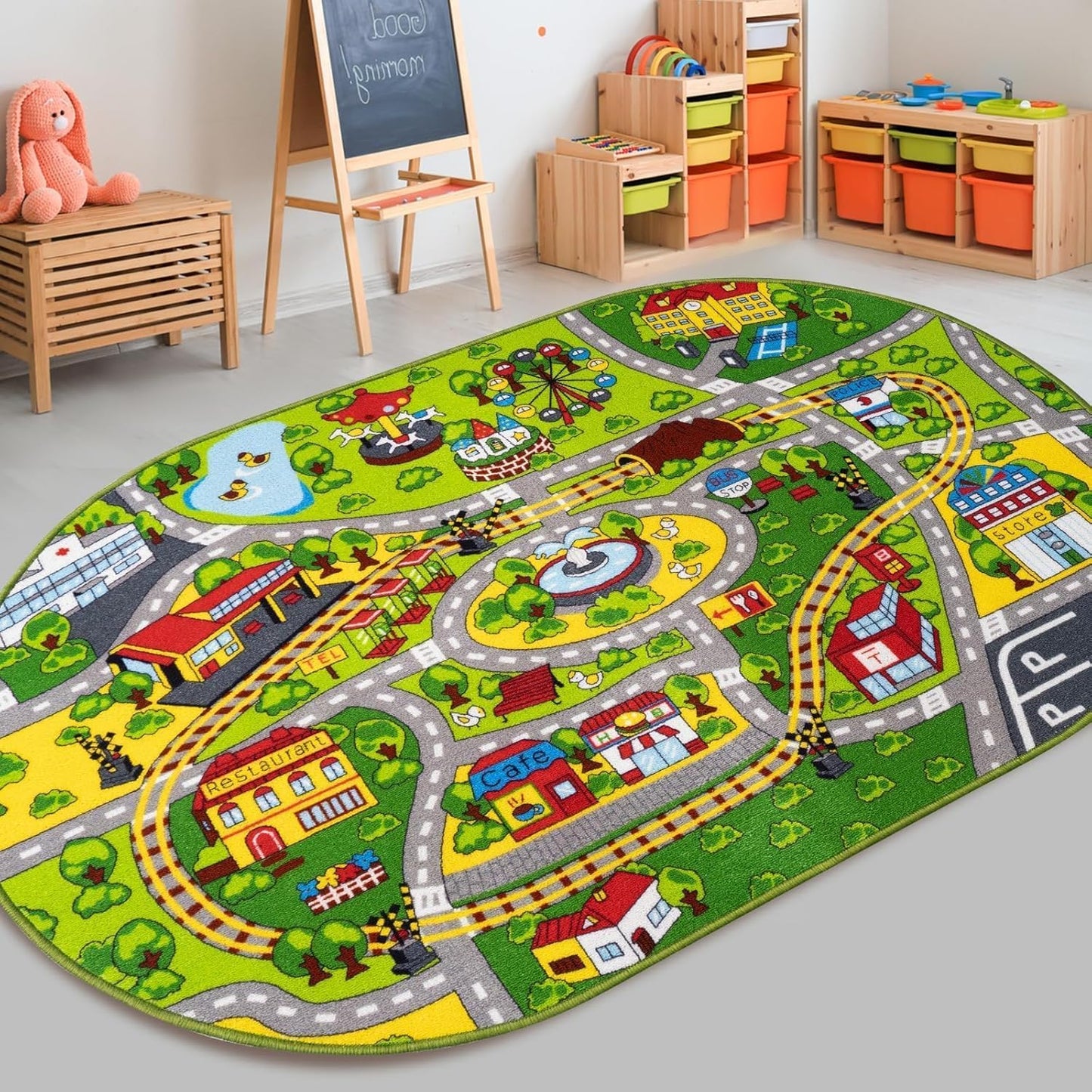 59 39 inches Booooom Jackson Kids Car Mat Train Rug Play Mat, x