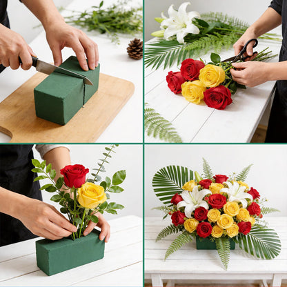Joanolga 18 Packs Floral Foam Blocks, (7.8” L x 3.5” W x 2.4” H), Dry and Wet Green Flower Foam Block for Fresh & Artificial Flowers, Arrangements, Wedding, Birthdays, Garden Decorations