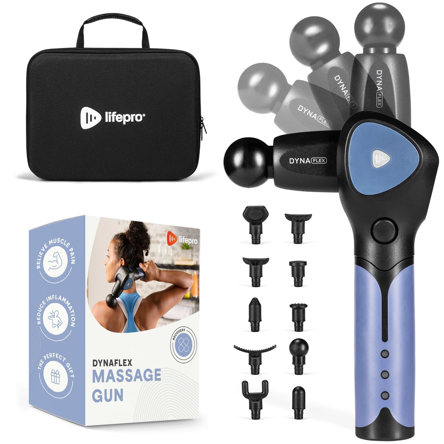 LifePro Percussion Massage Gun FSA HSA Eligible– Deep Tissue Handheld Massager for Athletes – Muscle Recovery Tool for Men & Women – Quiet, Portable with Attachment Heads & Travel Case