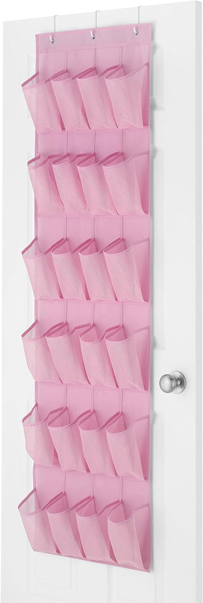 24 Whitmor Pocket Over the Door Shoe Organizer - Pink