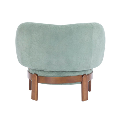 Christopher Knight Home Lily Solid Wood Wingback Accent Chair, Fabric Upholstered Club Chair, Curved Backrest Single Sofa, Comfy Reading Lounge Chair for Living Room, Soft Cushion Seating, Green