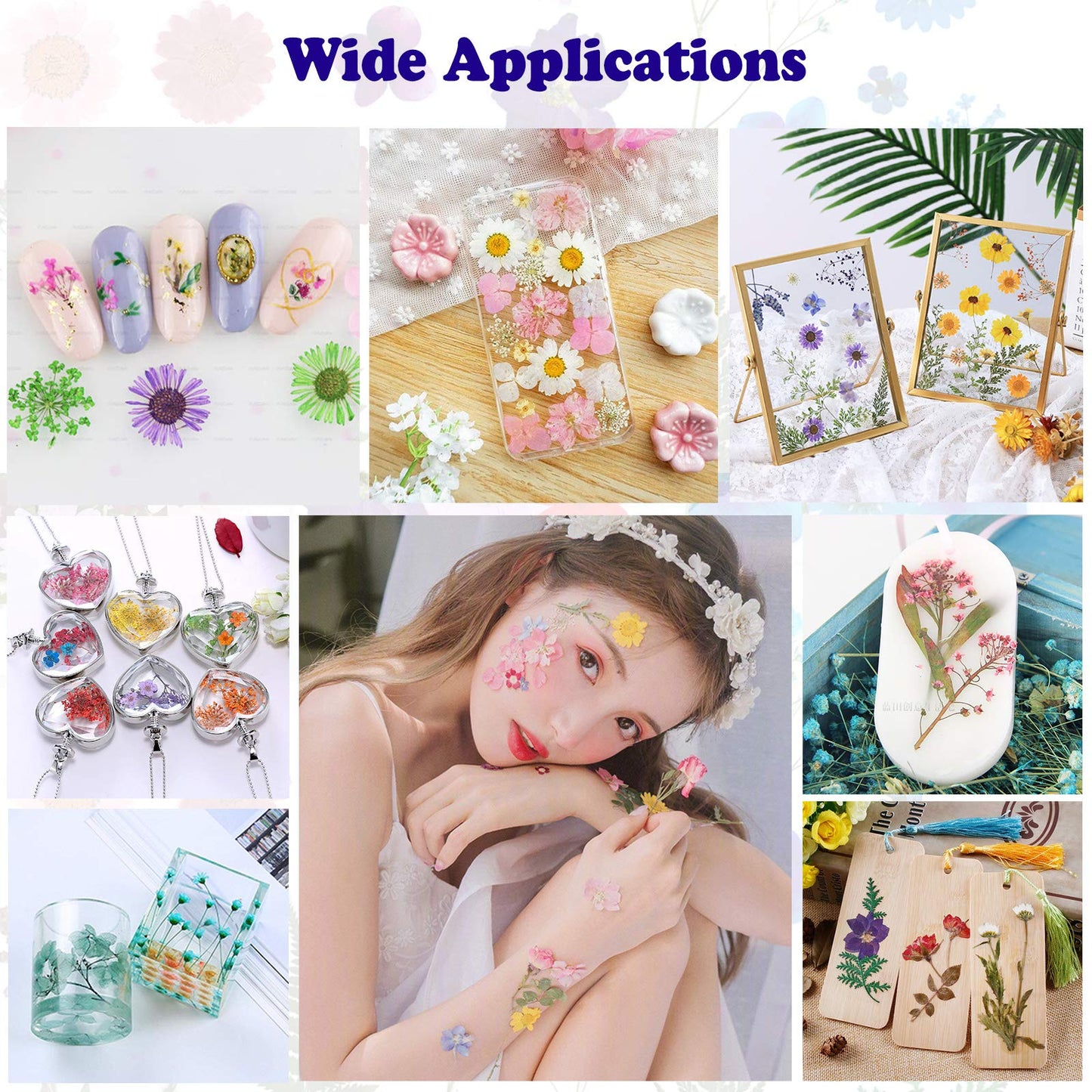 LUCISKY 132Pcs Pink Pressed Dried Flowers and Butterfly for Resin Molds, Real Natural Bulk Dry Floral Leaves Stickers for DIY Art Crafts, Jewelry, Candle, Soap Crafts Making