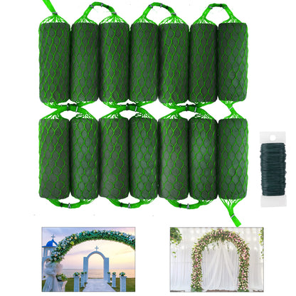 14 Piece Floral Foam Garland for Flowers,9.2Ft Flower Sponge Blocks Kit,Absorption Flower Holder Arch Door,Floral Craft Dry Foam Bricks,Green Floral Foam Arrangement for Home Wedding Garden