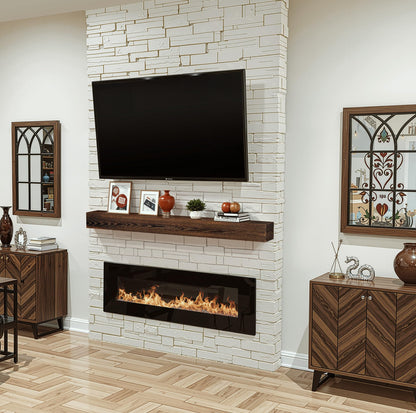 Heimlove Fireplace Mantel Shelf 72 Inch,Handmade Rustic Solid Wood Mantles for Over Fireplace,Wall Mounted Floating Fireplace Mantel Shelf for Living Room Decor,72"x 8"x 6"-Dark Carbonized