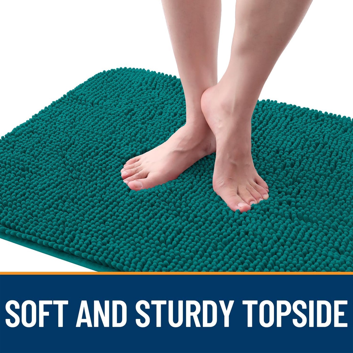 OLANLY Dog Door Mat - Absorbent Non-Slip Chenille Mat for Muddy Paws | 35x24, Quick Dry, Lake Blue