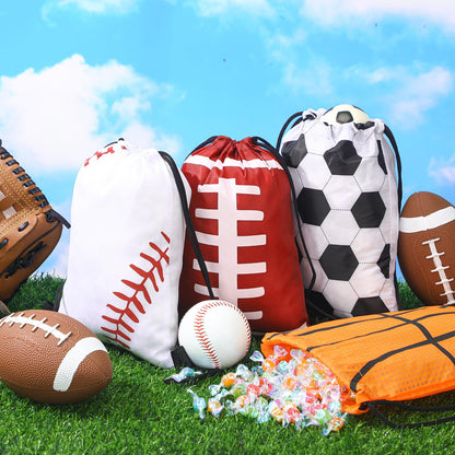 Shappy 12 Pieces Sport Drawstring Bags Bulk Small Sport Goodie Bags Snack Treat Backpack for Ball Birthday Party Favor Team Gifts(7 x 10 Inch)