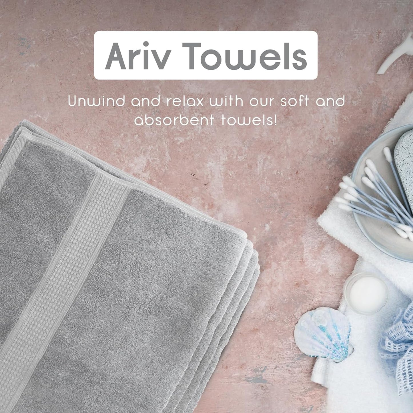 Pack 8, Set (2 2 4 Ariv Towels of Premium Cotton Towel Bath Towels + Hand Towels + Washcloths), Large, Super Soft