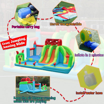 JOOLOOG Giant Inflatable Water Slide Park & Bounce House, 10-in-1 Combo with 3 Slides, Bounce Zone, 2 Pools for Kids