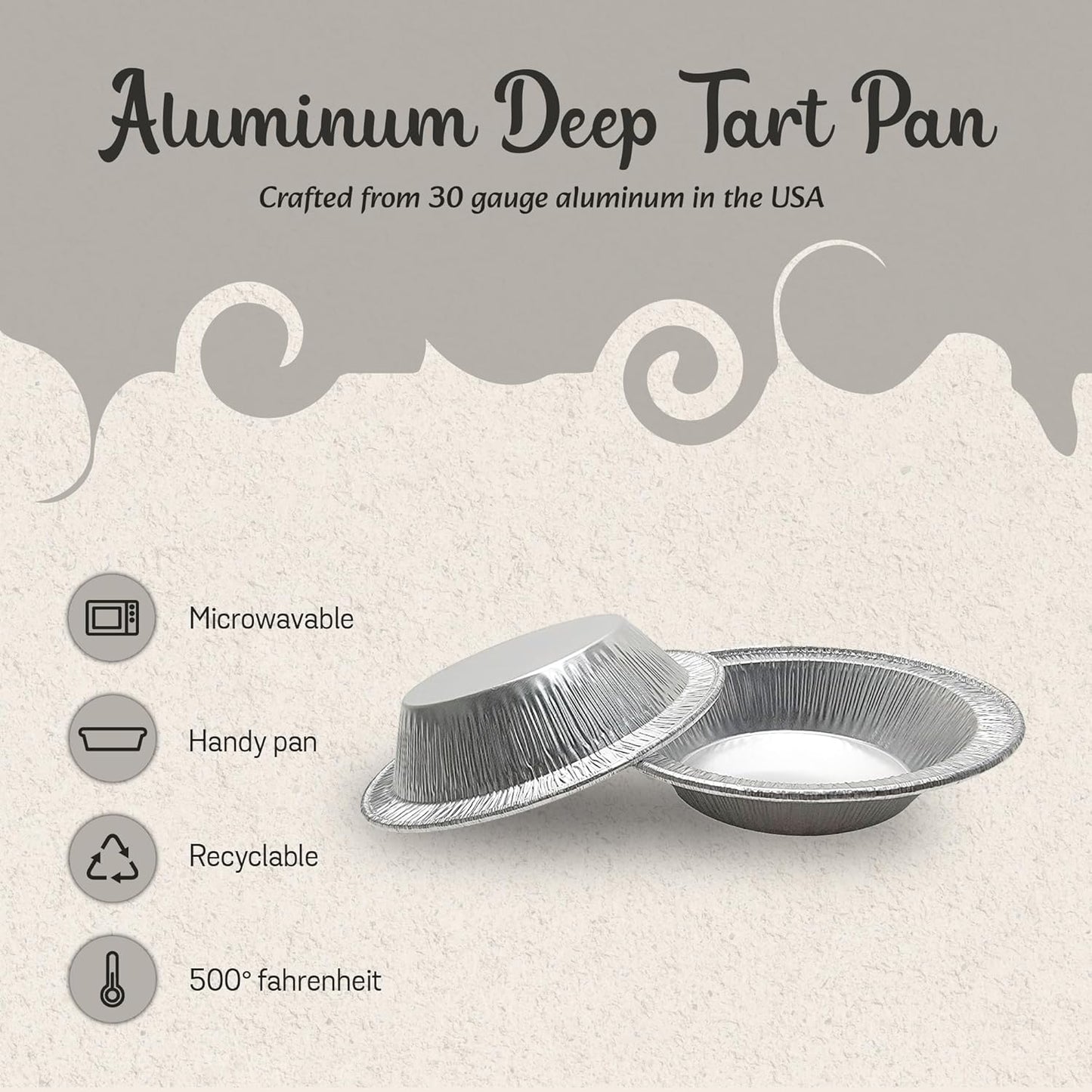 KitchenDance Disposable Aluminum Deep Tart Pan - 5 Ounces Round Shaped for Baking, Cooking, 100 Count