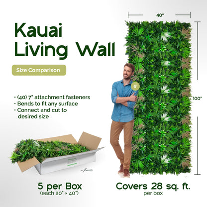 NatraHedge 20''X40'' Artificial Kauai Living Wall Grass Wall Decor, 5Pcs (28SqFt) Hedge Leaf Grass Panels for Indoor, Outdoor, Garden and Balcony Privacy Fence Screen