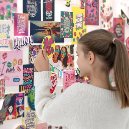 Glow in the Dark Wall Collage Kit for Teen Girls - 1000+ Stickers Teen Girl Room Bedroom Decor, Room Decor for Teen Girls - Teen & Tween Girls Trendy Stuff - Top Gifts for 10 11 12 13 14 Year Old Girl