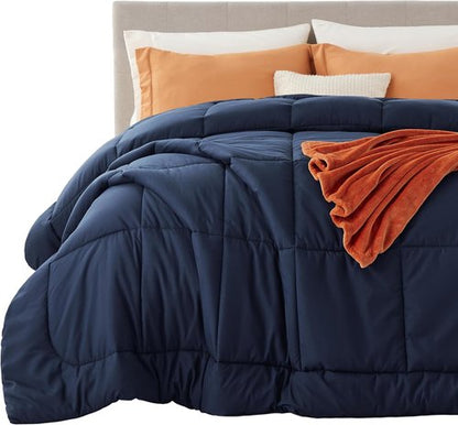 Bedsure Comforter Duvet Insert - King Size Quilted Down Alternative Bedding, Navy Blue, 90 x 102 Inches