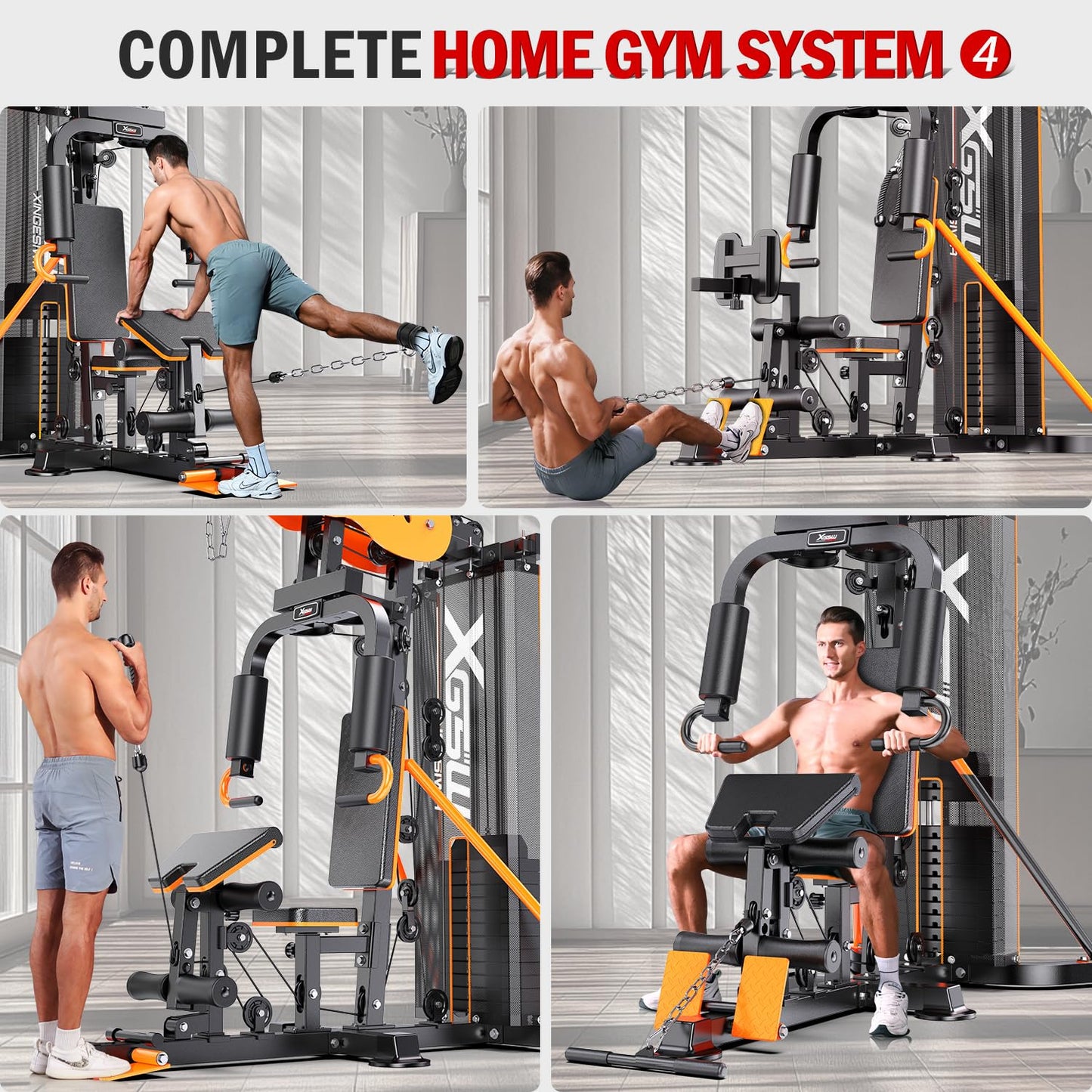 XGSW Multi-Function Home Gym Workout Station, Featuring a Pulley System, arm Trainer, and Leg Trainer for Full-Body Workouts. (L03-1 Single-Person Fitness Station)