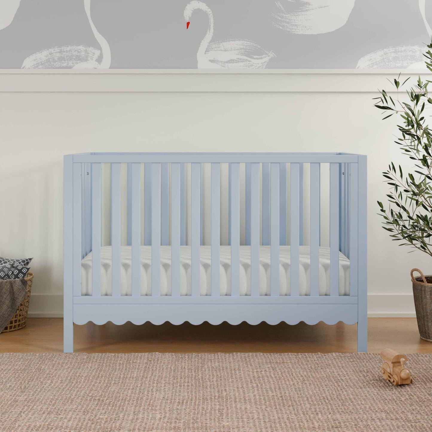 Davinci Sammy Scallop 4-in-1 Convertible Crib in Powder Blue, GREENGUARD Gold Certified