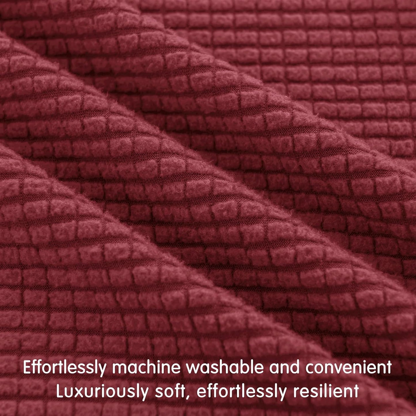 Hokway Stretch Cushion Covers for Sofa Seat - Christmas Wine Red Cushion Protector (Medium)