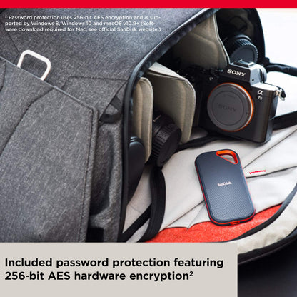 SanDisk 4TB Extreme PRO Portable SSD - Up to 2000MB/s - USB-C, USB 3.2 Gen 2x2, IP65 Water and Dust Resistance, Updated Firmware - External Solid State Drive - SDSSDE81-4T00-G25