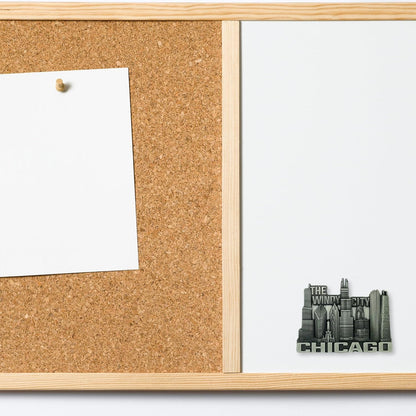 Chicago Souvenir Magnet, Windy City Skyline Decoration, Durable Refrigerator and Office Magnetic Decal