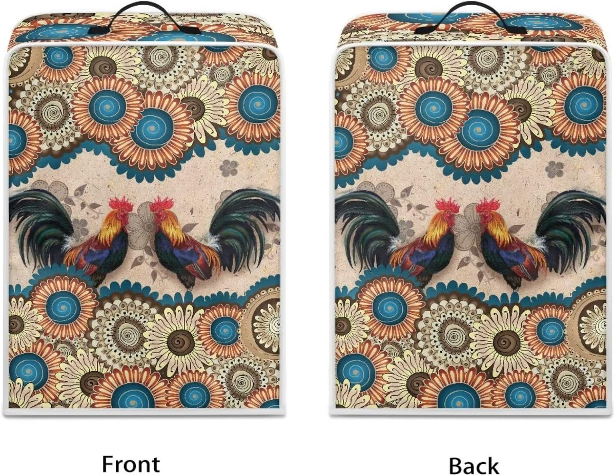 Boho Chicken Pattern Coffee Maker Cover, Dust and Fingerprint Protection for Stand Mixer, Machine Washable, Boho Brown