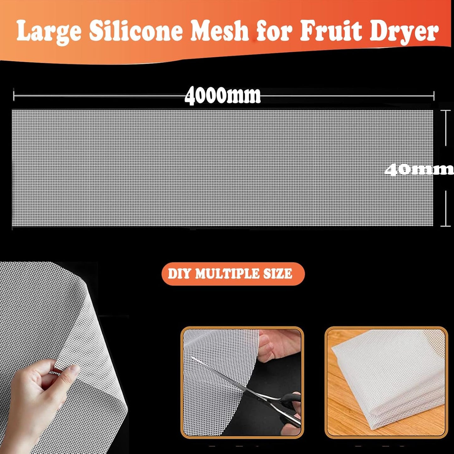 Silicone Non-Stick Dehydrator Sheets - For Fruit Dryer Mesh, Dim Sum Mesh, Dumpling Steaming Screen Mat 16"*160"