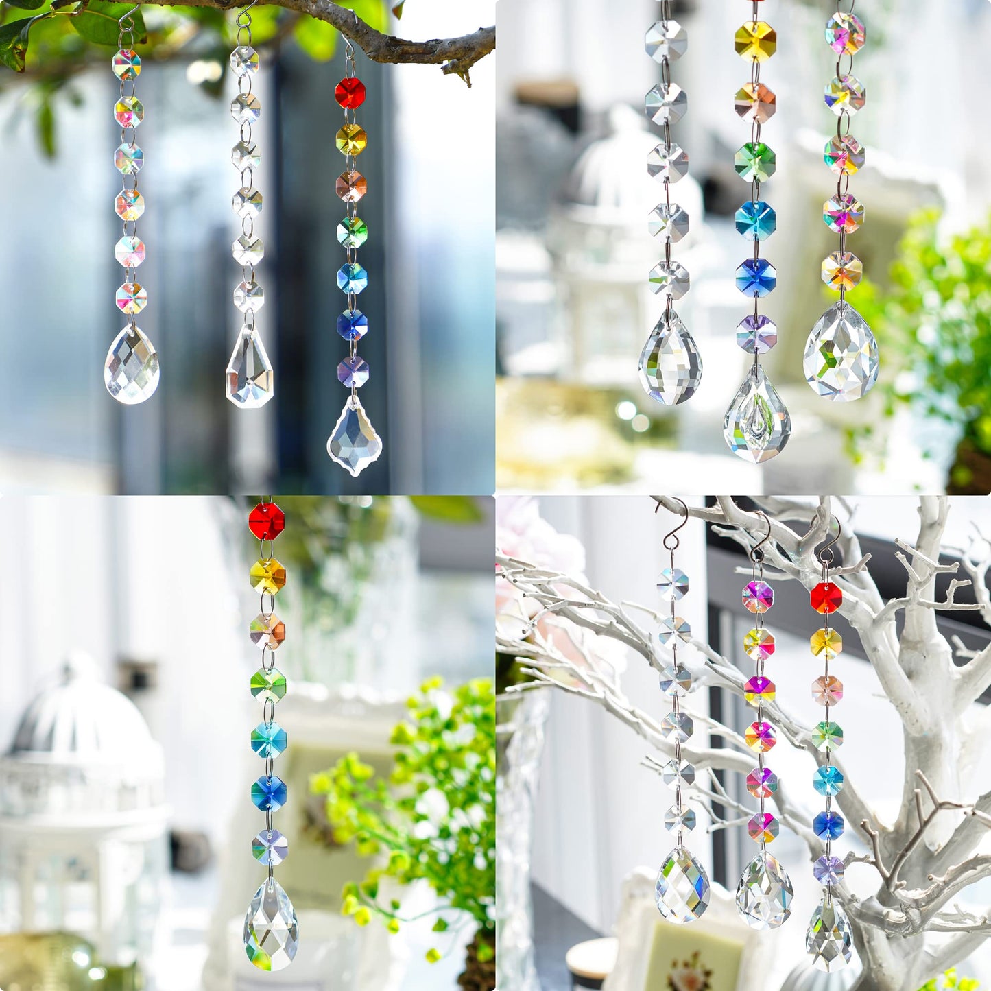 kanpura DIY Suncatchers 164pcs Sun Catchers Making Kit for Adults Clear Hanging Prism Sun Catcher with Crystals Rainbow Maker for Window Wedding Garden Christmas Decor