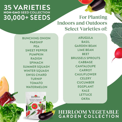 Pack 35 30,000+ Burpee Heirloom Vegetable Seeds, Variety with Varieties of Plant Seeds, Garden Seeds - Mixed Non-GMO