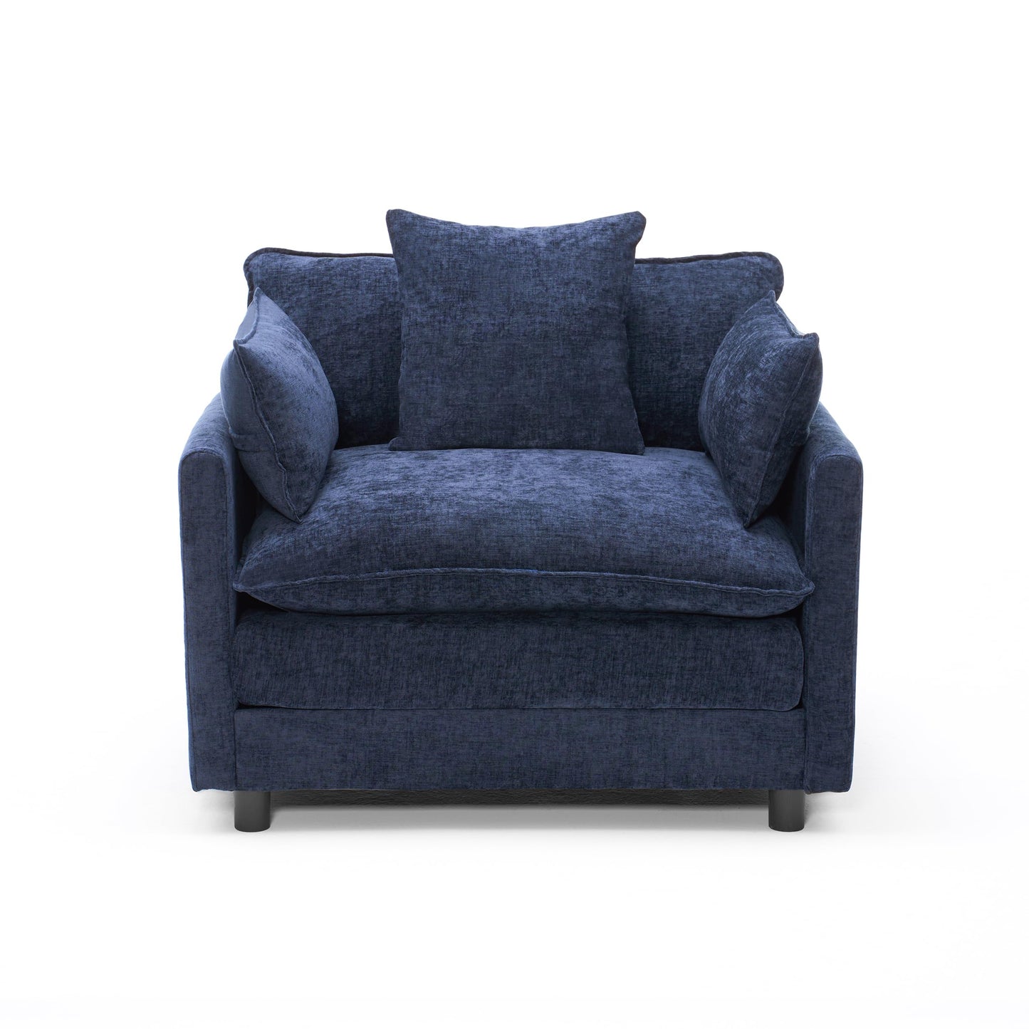 KEIKI Oversized Armchair with Ottoman, Chenille Upholstered Sofa Bed, Wide Accent Chair, Perfect for Living Room, Bedroom, Apartment, Blue