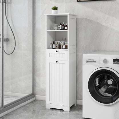 One Compartment One Drawer Tilt Out Laundry Sorter Cabinet White