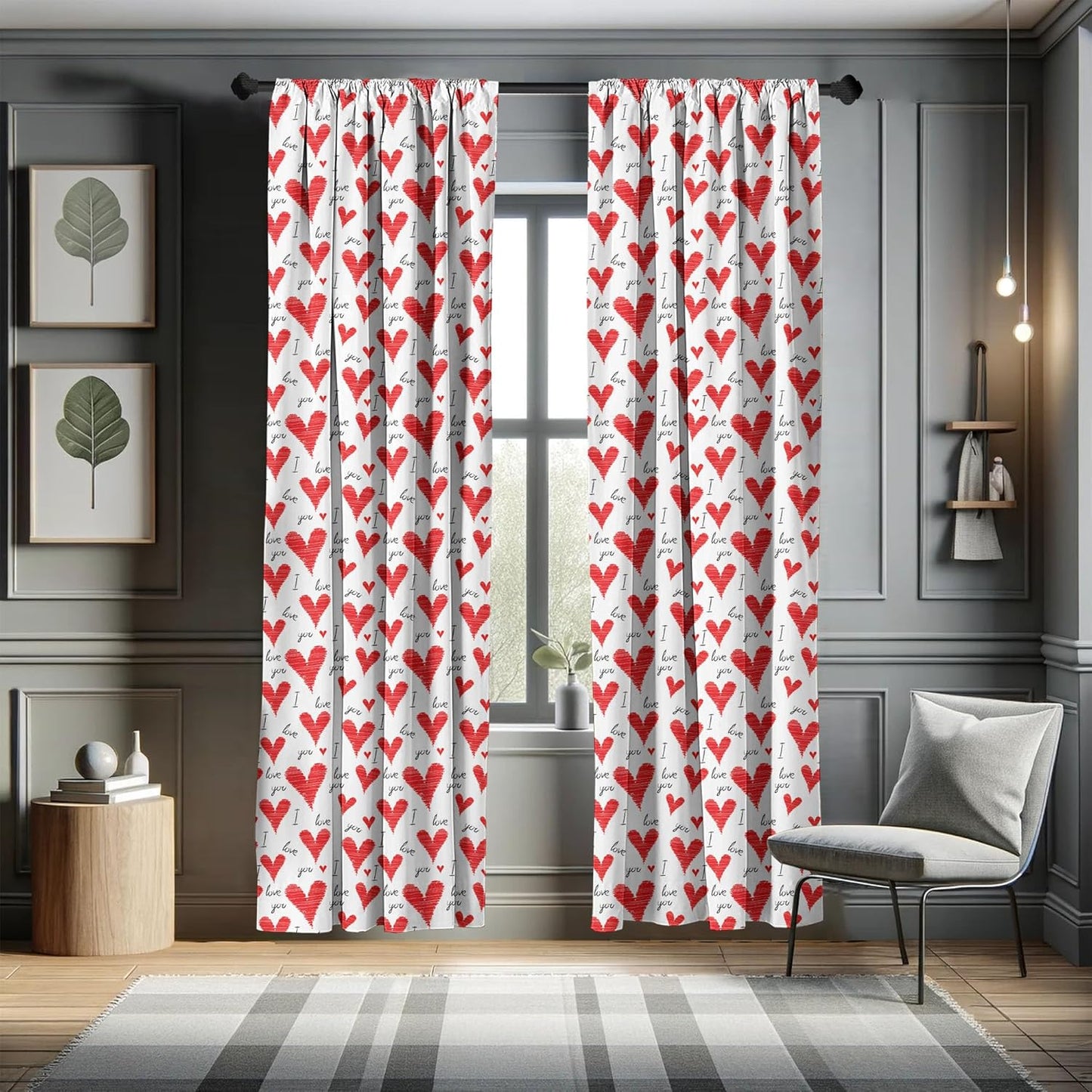 Ambesonne Love Window Curtains, Hand Written I Love You Phrases, Lightweight Decorative Panels Set of 2, Vermilion