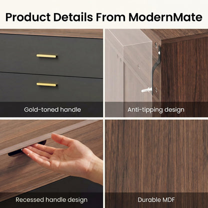 ModernMate Office File Cabinet w/ 2 Drawers, 47.2" Flip - Top Lateral Filing Cabinets w/Adjustable Shelf, Letter/Legal / A4 Hanging File Drawer for Home Office Storage Organizer