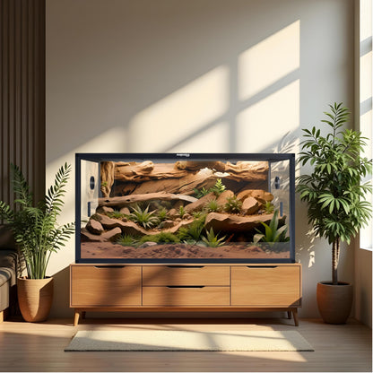 Phailozoo 120 Gallon Bearded Dragon Tank,48" x 24" x 24" Reptile Tank with Sliding Door Top Screen Ventilation, Front Opening Reptile Enclosure for Easy Maintenance