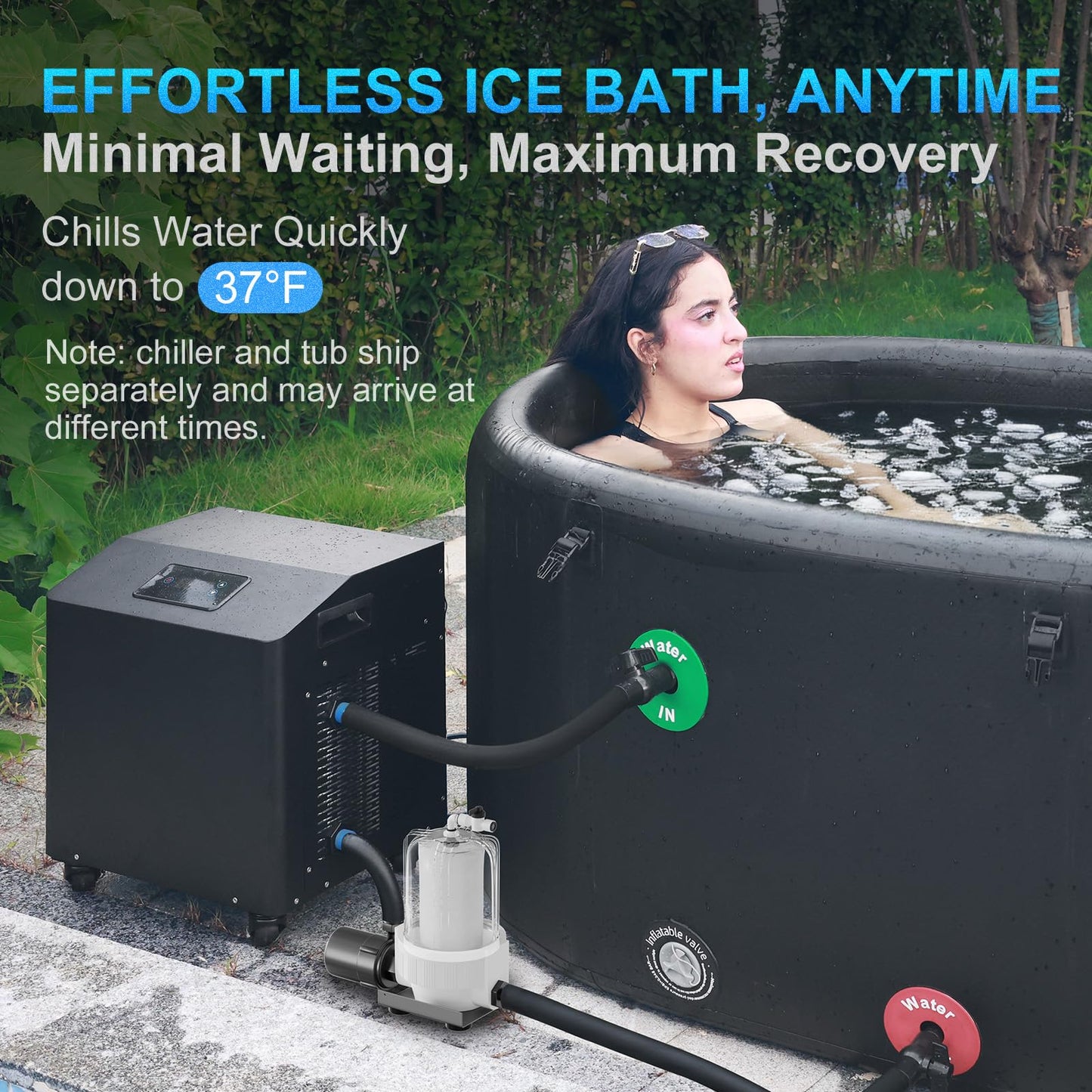 1HP Ice Bath Chiller & Cold Plunge Tub Kit, Cold Plunge Chiller with External Pump & Filter, 216 Gal Oval Ice Bath Tub, XXL Cold Plunge Tub with Water Chiller for Cold Therapy Recovery